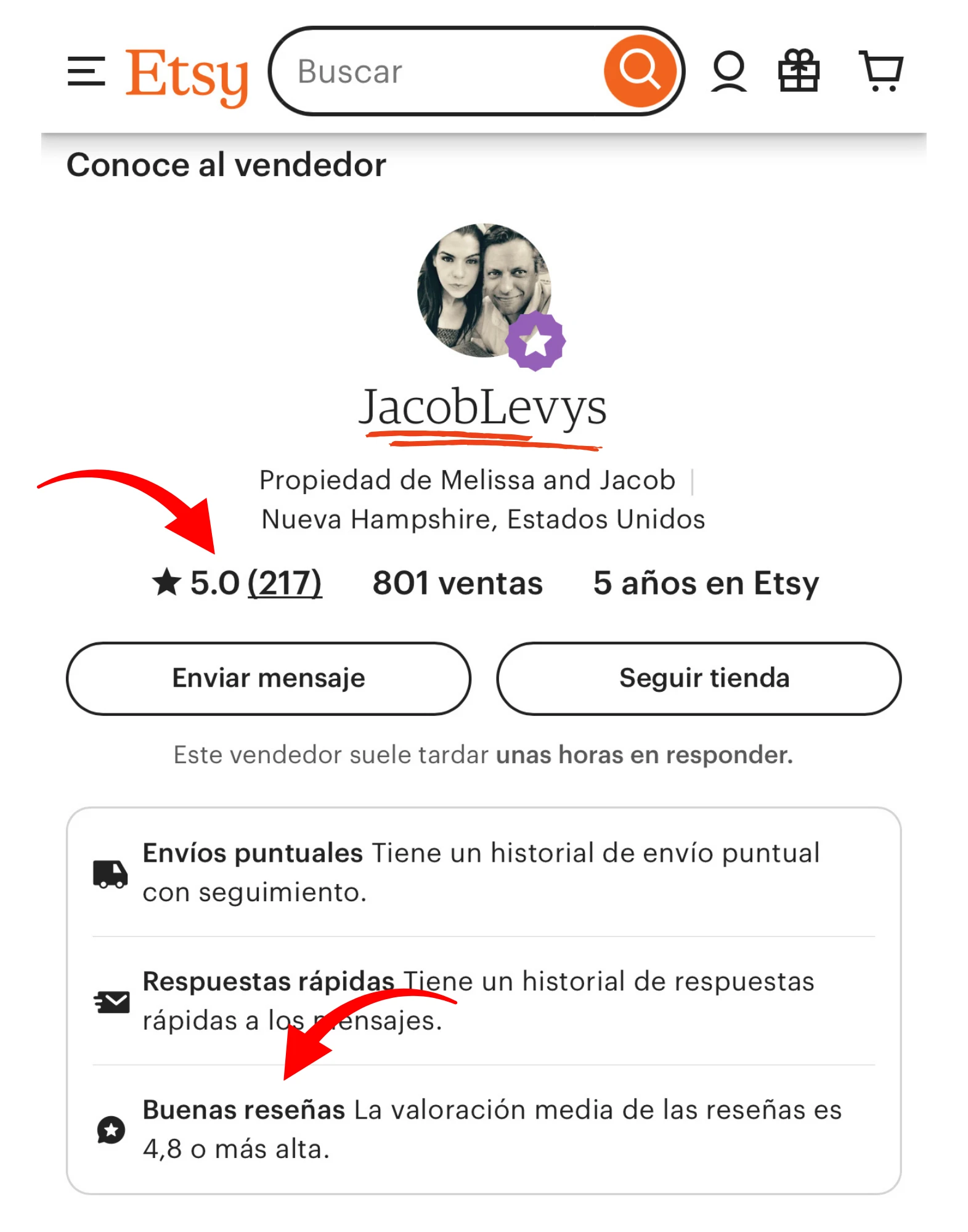 Vendedor Estrella Etsy - 5 estrellas