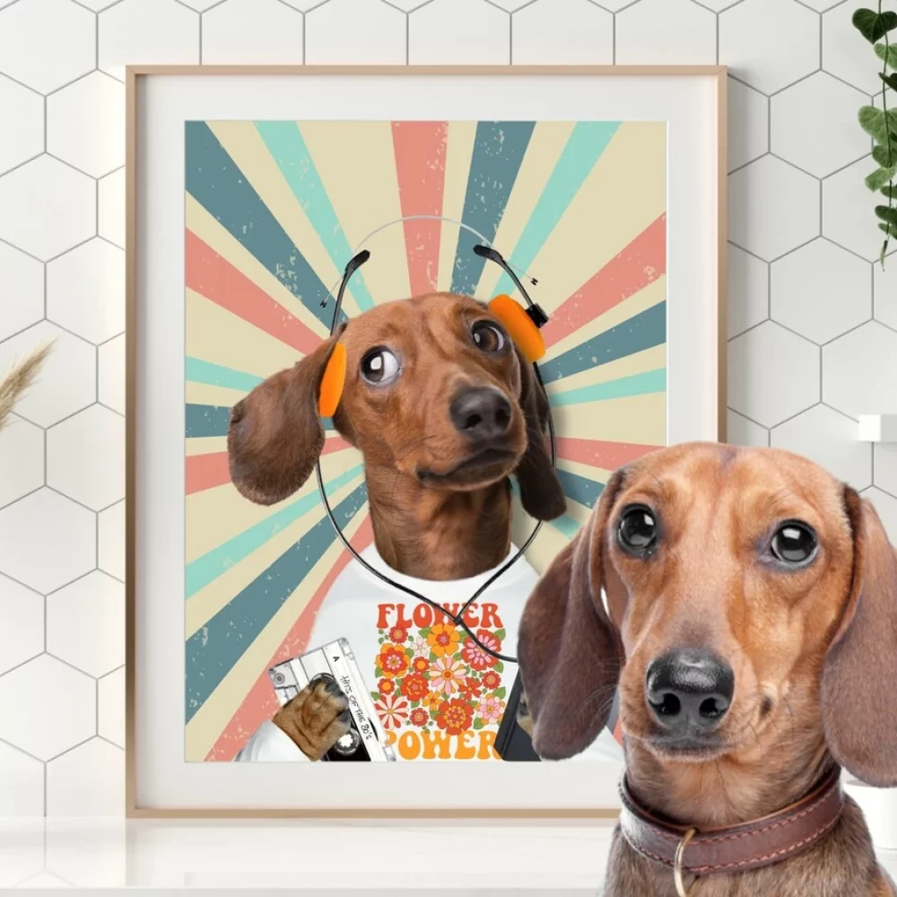 Custom Pet Portrait in the 80s