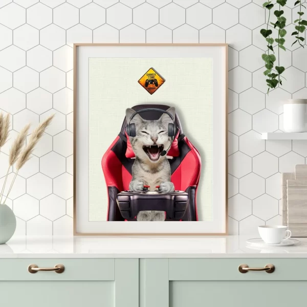 custom pet portrait is a a gamer, so fuuny for a gift